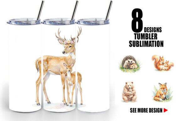 Download Watercolor Woodland Animal Tumbler Wrap - Premium Resources