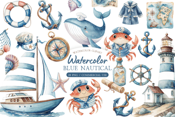 Download Watercolor Nautical Clipart Bundle - Bundle Collection