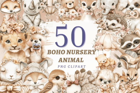Download Boho Nursery Animal PNG Bundle - Bundle Collection