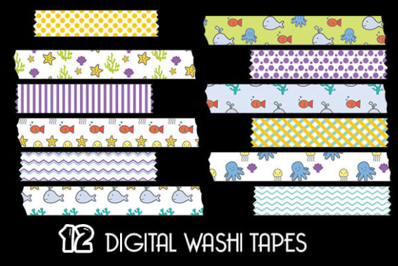 Download Sea Animals Cliparts Washi Tapes - Tapes Collection