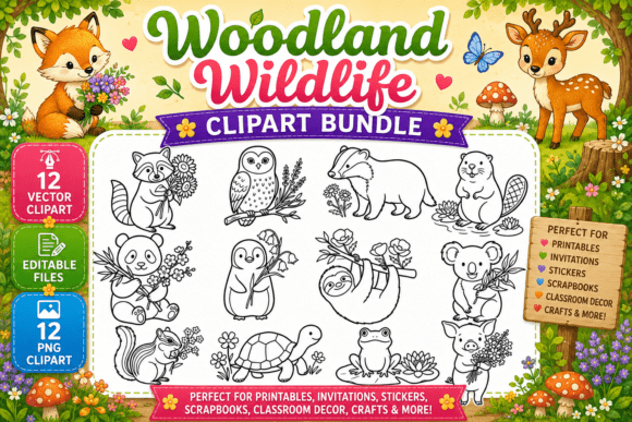 Download Woodland Wildlife Digital Clipart Bundle - Bundle Collection