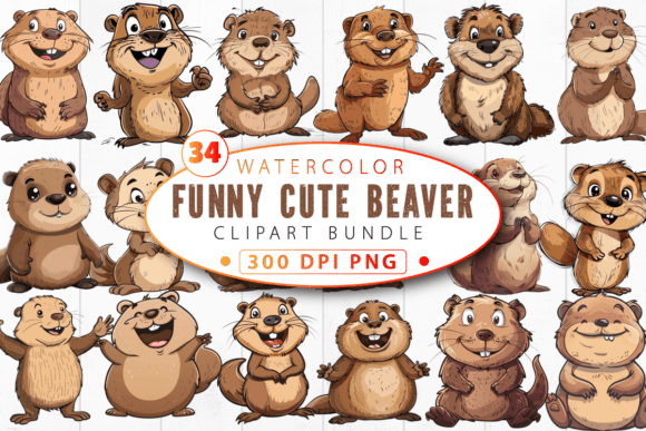 Download Funny Cute Beaver Clipart Bundle - Bundle Collection