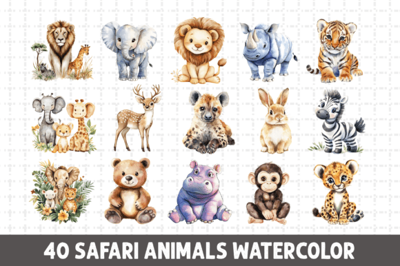 Download Safari Animals Watercolor Clipart Bundle - Bundle Collection