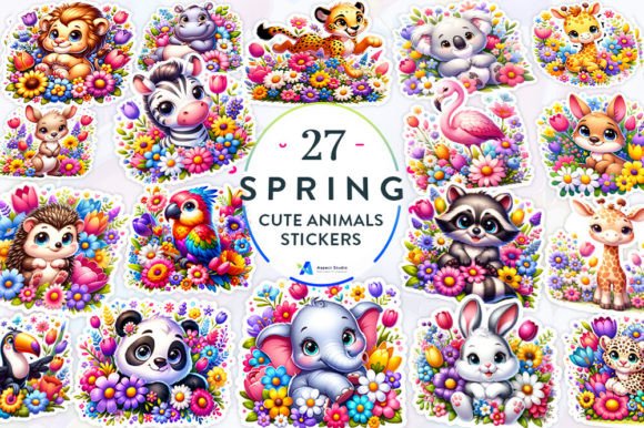 Download Spring Cute Animals Stickers Bundle - Bundle Collection