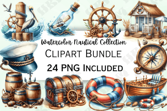 Download Watercolor Nautical Clipart Bundle - Bundle Collection