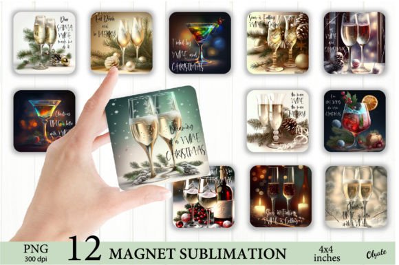 Download Wine Christmas Bundle PNG. Square Magnet - Bundle Collection