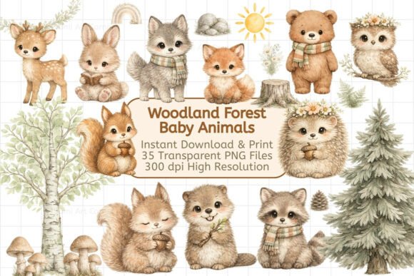 Download 35 Woodland Animals Clipart Bundle - Bundle Collection