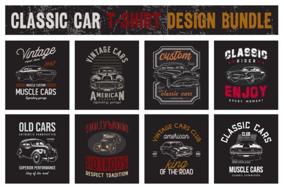 Download Old Classic Cars T-shirt Designs Bundle - Bundle Collection