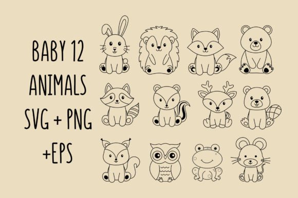 Download Baby Animals Svg Bundle Outline Clipart - Bundle Collection