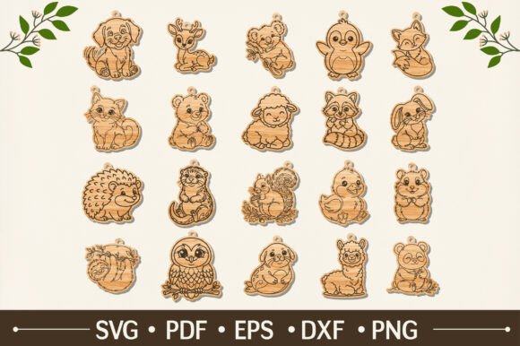 Download Cute Animal Keychain Engraving Bundle - Bundle Collection