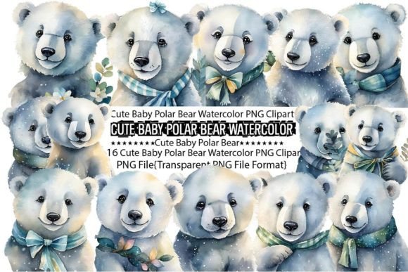 Download Cute Baby Polar Bear Watercolor Bundle - Bundle Collection