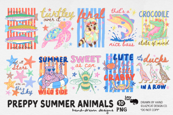 Download Preppy Summer Animals PNG Bundle - Bundle Collection