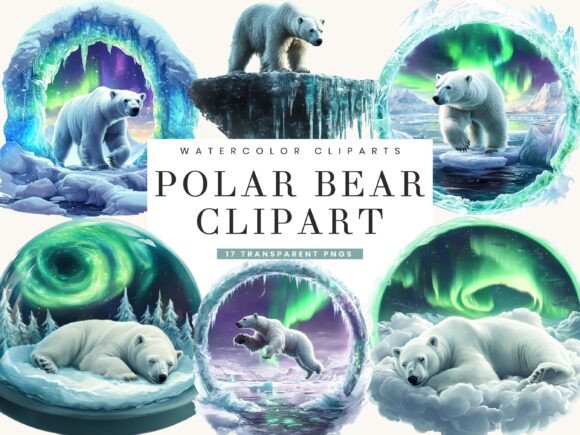 Download Watercolor Polar Bear Clipart Bundle - Bundle Collection