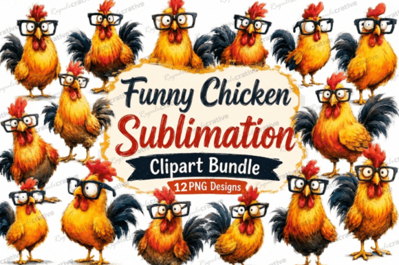 Download Funny Chicken Sublimation Clipart Bundle - Bundle Collection