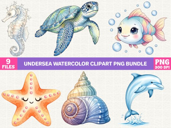 Download Undersea Watercolor Clipart PNG Bundle - Bundle Collection