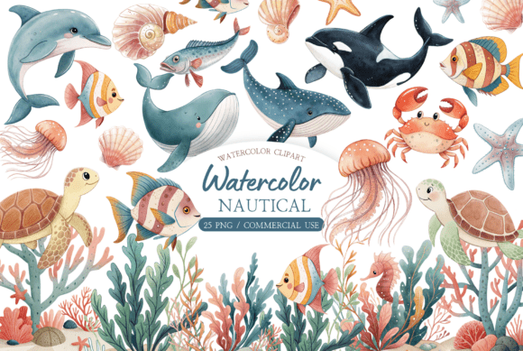 Download Watercolor Nautical Clipart Bundle - Bundle Collection