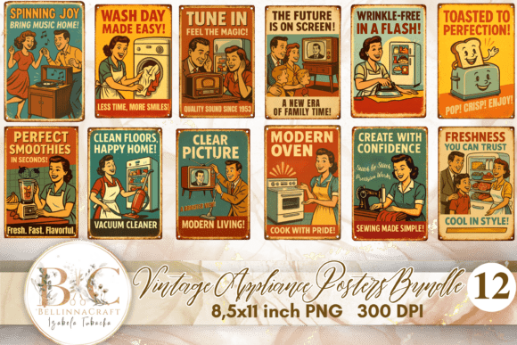 Download Vintage Appliance Posters Bundle PNG - Bundle Collection