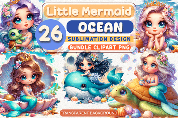 Download Cute Mermaid Clipart Bundle Sublimation - Bundle Collection