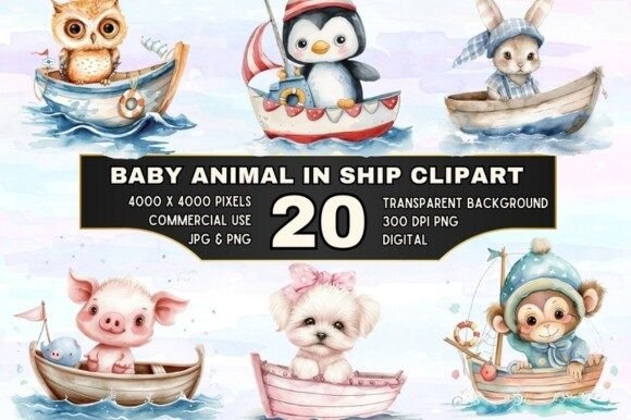 Download 20 Nautical Critters Clipart Bundle - Bundle Collection