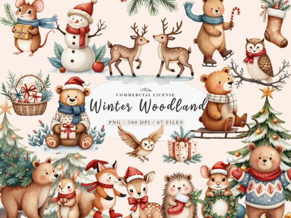 Download Sweet Christmas Woodland Animals Bundle - Bundle Collection