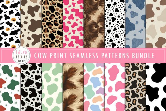 Download Cow Print Seamless Patterns Bundle - Bundle Collection