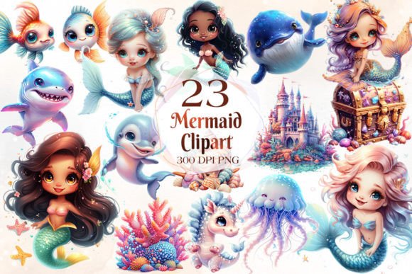 Download Cute Mermaid Sublimation Clipart Bundle - Bundle Collection