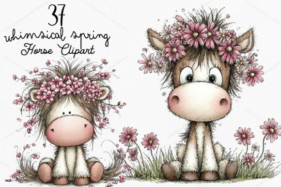 Download Whimsical Spring Horse Clipart Bundle - Bundle Collection