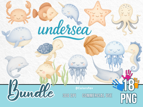 Download Undersea Watercolor Clipart Bundle - Bundle Collection