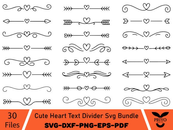 Download Cute Heart Text Divider Svg Bundle - Bundle Collection