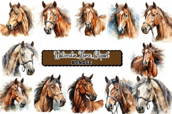 Download Watercolor Horse Clipart Bundle - Bundle Collection