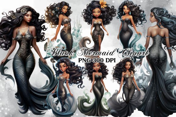 Download Black Mermaid Sublimation Clipart Bundle - Bundle Collection