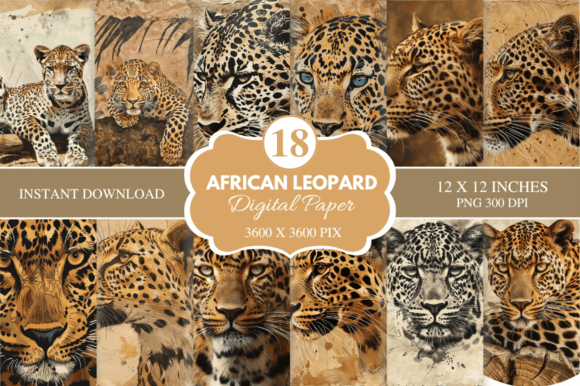 Download African Leopard Digital Paper Bundle - Bundle Collection