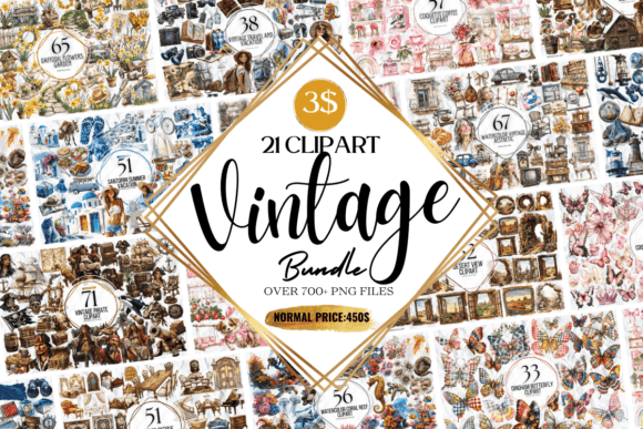 Download Vintage Clipart Huge Bundle - Bundle Collection