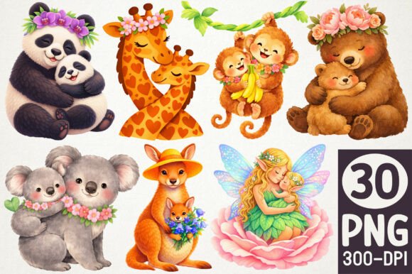 Download Cute Animal Family Clipart Bundle PNG - Bundle Collection
