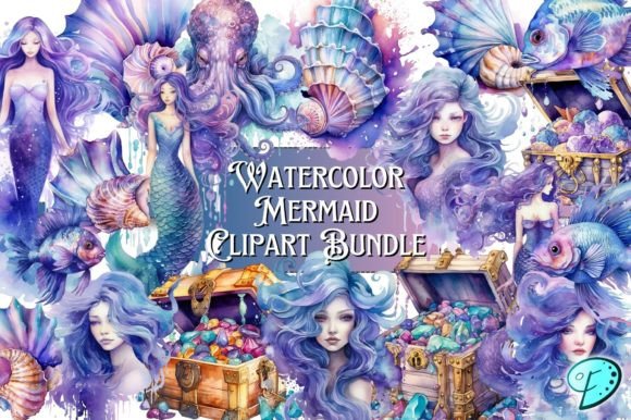Download Watercolor Mermaid Clipart Bundle - Bundle Collection