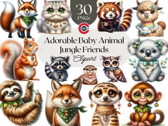 Download Cute Animals Jungle Friends Clipart - Cute animals Collection