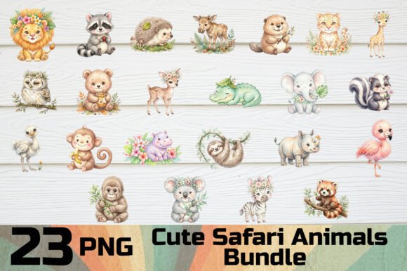 Download Cute Safari Animals Clipart PNG Bundle - Bundle Collection