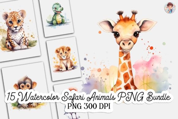 Download 15 Watercolor Safari Animals PNG Bundle - Bundle Collection