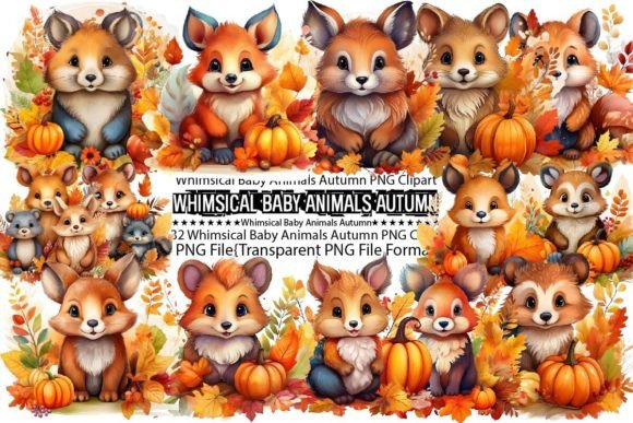 Download Whimsical Baby Animals Autumn PNG Bundle - Bundle Collection