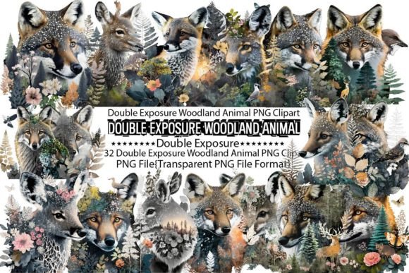 Download Double Exposure Woodland Animal Bundle - Bundle Collection