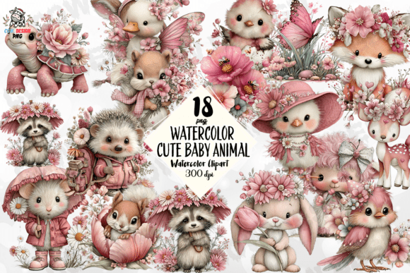 Download Watercolor Cute Baby Animal PNG - Baby animal png Collection