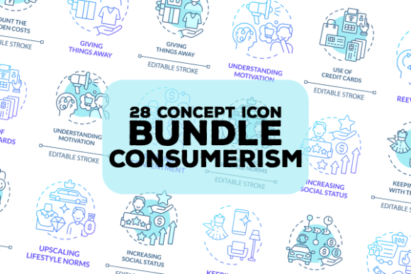 Download Consumerism Blue Concept Icons Bundle - Bundle Collection