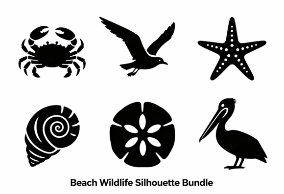 Download Beach Wildlife Silhouette Clipart Bundle - Bundle Collection