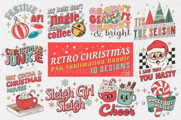 Download Retro Christmas Bundle PNG Sublimation - Bundle Collection