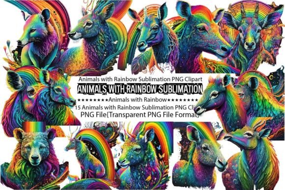 Download Animals with Rainbow Sublimation Bundle - Bundle Collection