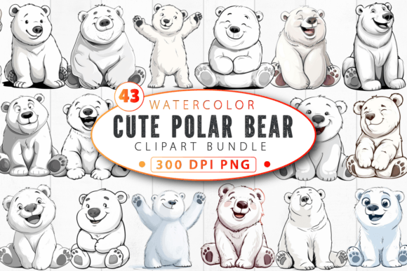 Download Funny Cute Polar Bear Clipart Bundle - Bundle Collection
