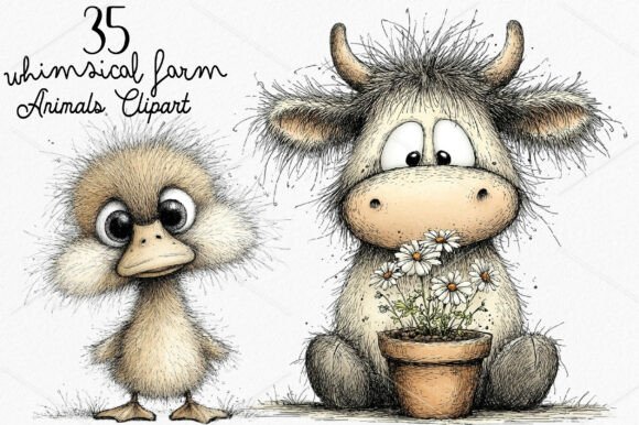 Download Whimsical Farm Animals Clipart Bundle - Bundle Collection