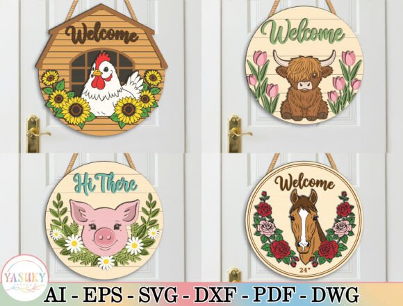 Download Farm Animal Door Hanger SVG Bundle - Bundle Collection