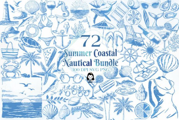 Download Summer Coastal Nautical Clipart SVG PNG - Nautical clipart Collection