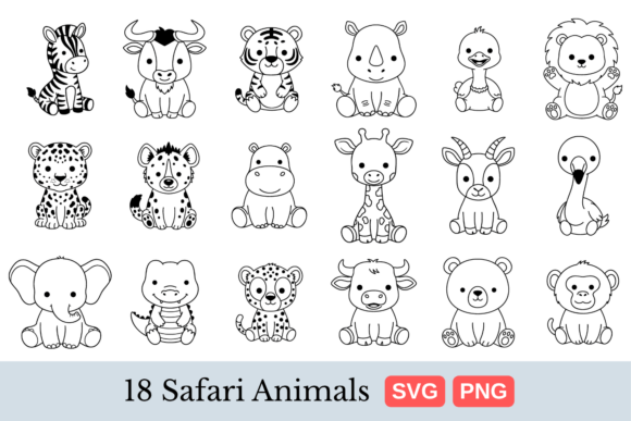 Download Cute Safari Animals SVG Bundle - Bundle Collection